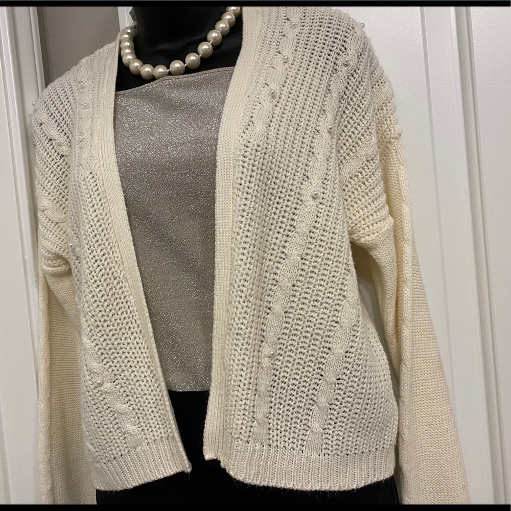 Cropped Cardigan, Pearl details - Size L - Picture 3 of 7